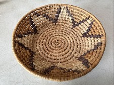 Vintage Papago Native American Indian Hand Woven Coil Grass Basket Round 10x3” 1 picture
