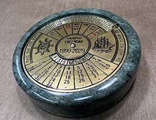 VTG Restoration Hardware 40 Year Perpetual Desk Calendar 1990- 2029 Brass Dials picture