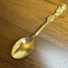 Mini Gold Tone Floral Collector Spoon 4.5” Stainless Steel Japan HIC Gold Color picture