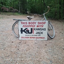 Vintage kansas jack Collision repair Laser beam Metal sign Automotive 1 Of 2 picture