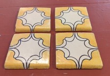 4 Hand Painted Vintage Terracotta Tile Backsplash Mexican Folk Art Crafts 4x4