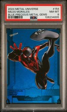 2024 Skybox Metal Universe Avengers Miles Morales Blue PMG /50 #154 PSA 8 picture