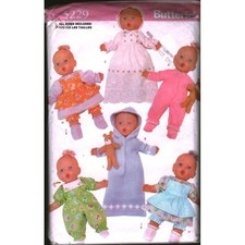 Butterick 5229 Baby Doll Wardrobe Sewing Pattern Bunting Dress Romper Bear OS picture