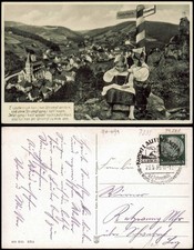 Lauterbach (Black Forest) City Boy and Girl Before Signpost 1935 picture