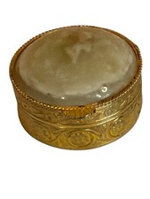 Vintage Pale Cream Stone Cabochon Pill Box 1.25