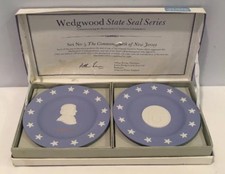VTG NIB Wedgwood Jasper Blue Pair Of Compotiers New Jersey/Witherspoon Set No 5  picture
