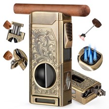4 Jet Flame Torch Lighter with Cigar Cutter and Holder for Gifts picture