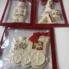 Lenox Holiday Cookie Presses Porcelain Christmas Tree Ornaments (3) picture