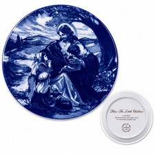 Avon Cobalt Blue Bless The Little Children 1992 Collector Plate Religious Decor picture
