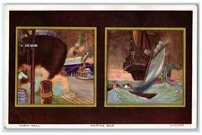 c1940's North Wall Mural Marine Bar Chicago Illinois IL Gentlemen's Bar Postcard picture