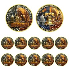 10PCS USA 250th Anniversary Challenge Coin Liberty Bell Commemorative Gold Medal picture