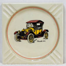Vintage Chevrolet 1913 Car Ceramic Ashtray Advertising Collectible Cream Yellow picture