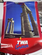 VINTAGE 80s AUTHENTIC TWA Greece TRANSWORLD AIRLINES POSTER 26X38 Nice BH picture