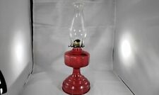 Vintage Red HEAVY PRESSED Glass  Kerosene Oil Lamp w Shade 18