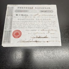 1848 Northern Railroad Stock Certificate Boston Scripophily Ephemera picture