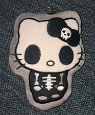 Vintage 2011 Sanrio Hello Kitty Skeleton Skull Plush ID Badge Holder Keychain picture