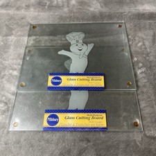 NEW Set Of (2) Pillsbury Doughboy Logo Glass Cutting Boards 12
