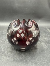 Ruby Cut To Clear Art Glass Rose Bowl picture