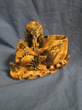 1933 Chicago World's Fair Souvenir Carved Stone Floral Bird Cup Vase picture