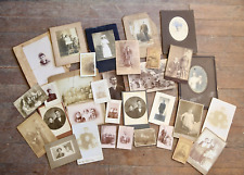 Vintage Antique Cabinet Card Photo Lot Old Photographs creepy children men women picture
