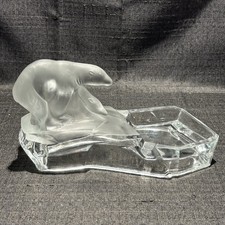 Art Deco Glass Polar Bear Ashtray Karel Zentner Libochovice Czech Vtg 1930s 14 picture