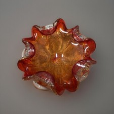 🔥 Vtg Murano Amberina Glass Bowl 🌸 MCM Ruffled Wave Centerpiece – Perfect picture