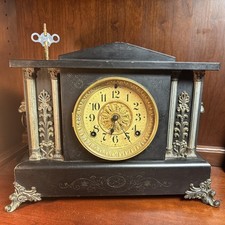 Antique 1900's E Ingraham Co Mantle Clock with Key picture