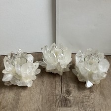 Three Kathryn McCoy Clear Quartz Crystal Candle Votives picture