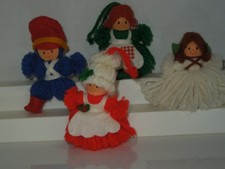 Vintage Lot of Four 1970s Handmade Hallmark Yarn & Felt Christmas Ornaments VGC picture