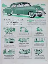 1949 Vintage chevrolet style De Luxe 4-Door print ad. Beautiful colors. picture