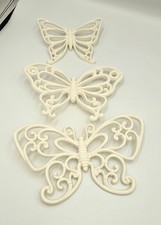 Set Of 3 Vintage Homco Home Interiors White Butterfly Wall Plaques Decor MCM picture