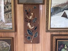 Vintage Mid Century Danish Ceramic Wall Signed Finne Soholm Bird Floral Tile picture