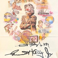 Vintage Emmett Kelly Jr Autographed Gift Bag Flambro 1989 Vintage Circus 12x16 picture