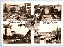 VINTAGE CONTINENTAL SIZE REAL PHOTO POSTCARD MULTIPLE SCENES DUSSELDORF 1955 picture