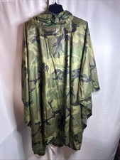 Vtg US Military Woodland Camouflage Nylon Wet Weather Poncho USGI Original #7029 picture