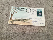 1977 DRIFTWOOD, Texas: Signed FOLK ART WATERCOLOR Postal Cover GEORGE HARROD picture