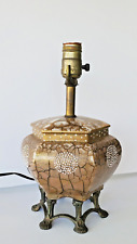 Vintage Asian Style Porcelain Brass Chinoiserie Moriage Claw Footed Table Lamp picture