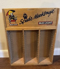 Vintage Bud Light Spuds MacKenzie Wood Cassette Tape Holder Storage 15 x 19” picture