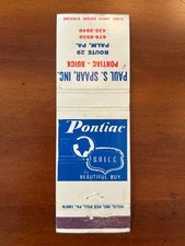 Vintage Pontiac Buick Dealership Matchbook Paul S. Spar Palm PA Auto Advertising picture