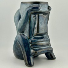 Trader Vics Tiki Farm Suffering Bastard Moai Blue Ceramic Mug Bellevue 2000s VTG picture
