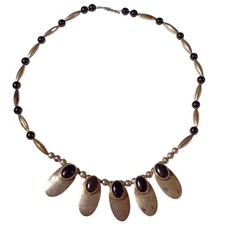 Important Deceased Jerry Nelson Navajo Sterling Silver Black Onix Necklace  picture
