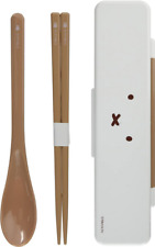 New JAPAN Miffy Rabbit White Brown Mascot Spoon Chopsticks Box Case Eating Bento picture