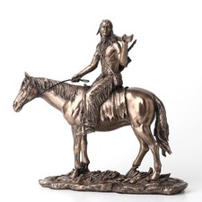 Veronese Design Native American Riding Horse Resin Statue Bronze Finish 8.125