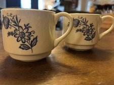 Vintage SCIO Pottery USA Blue Onion Coffee Mugs Set Of 2 picture