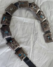 Vintage EARLY Heavy Large Benjamin Becenti STORYTELLER Navajo Concho Belt. picture
