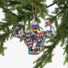 Personalized Weightlifting Ornament, Gym Christmas Ornament, Fitness Ornament picture