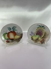 2 UCAGCO Japan Fine Bone Decorative Wall Plate FRUITS Handpainted Signed Vtg picture
