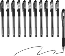 12Pcs 0.38Mm Rollerball Pens Ball Point Pens Black Liquid Gel Ink picture