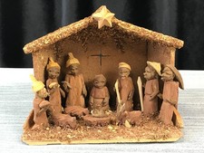 Vintage Handcrafted GHANA African THORNWOOD NATIVITY SCENE Recycled Materials  picture