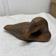 Vintage Handcarved Brown Wooden Duck picture